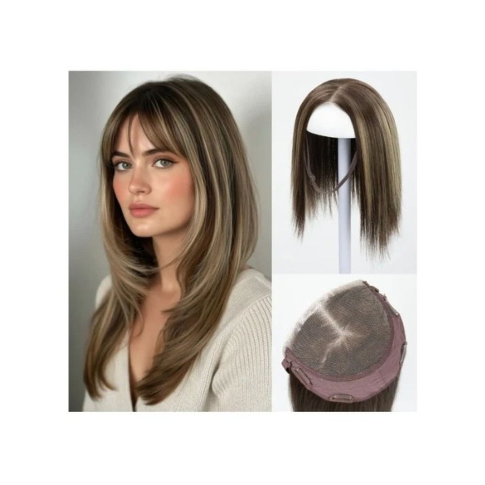 Challeam 12in Lace Front Hair Topper Bernstein Synthetic Straight Glueless Band